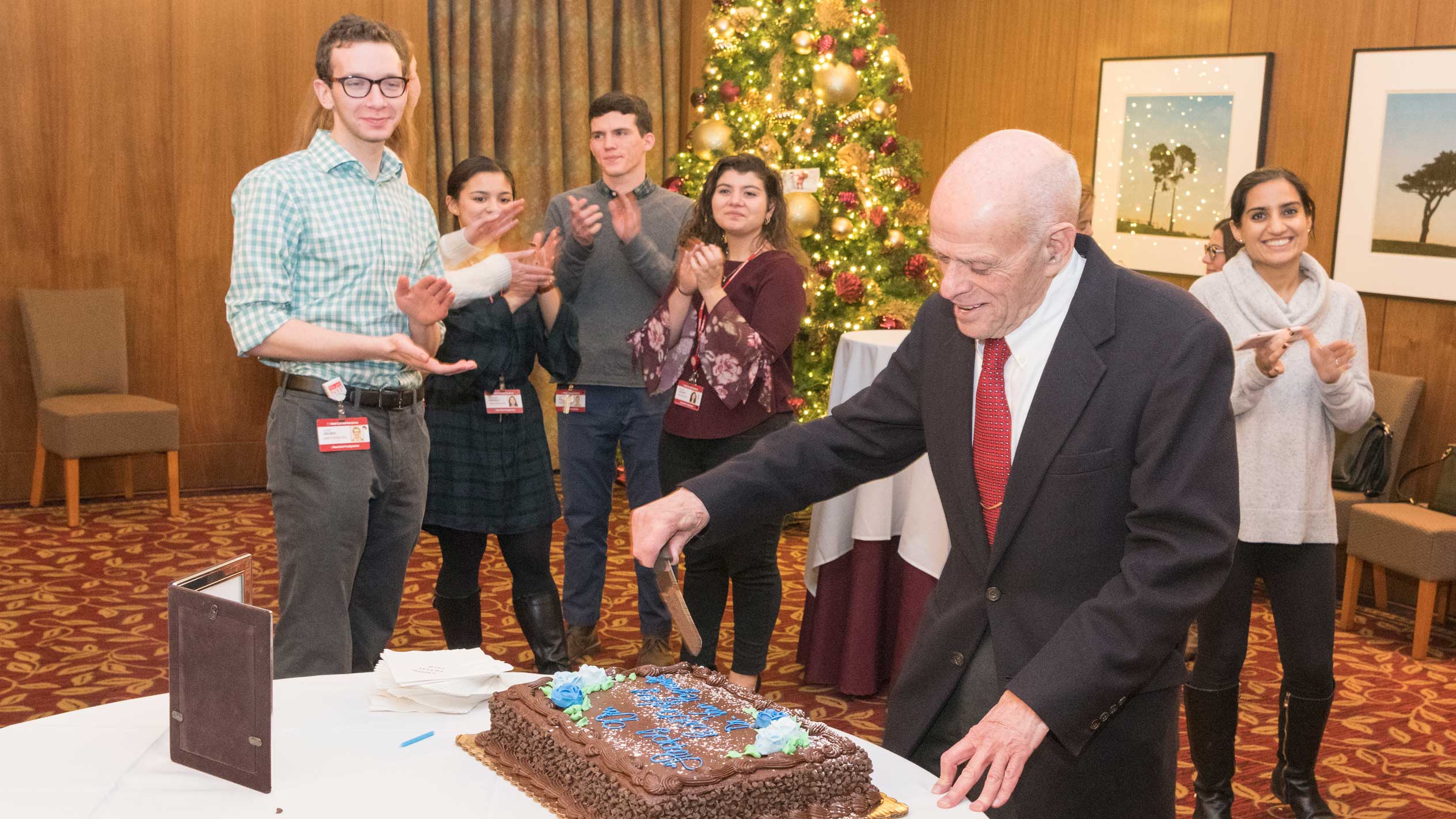 Professor Emeritus of Anesthesiology Dr. Alan Van Poznak celebrating his 90th birthday.