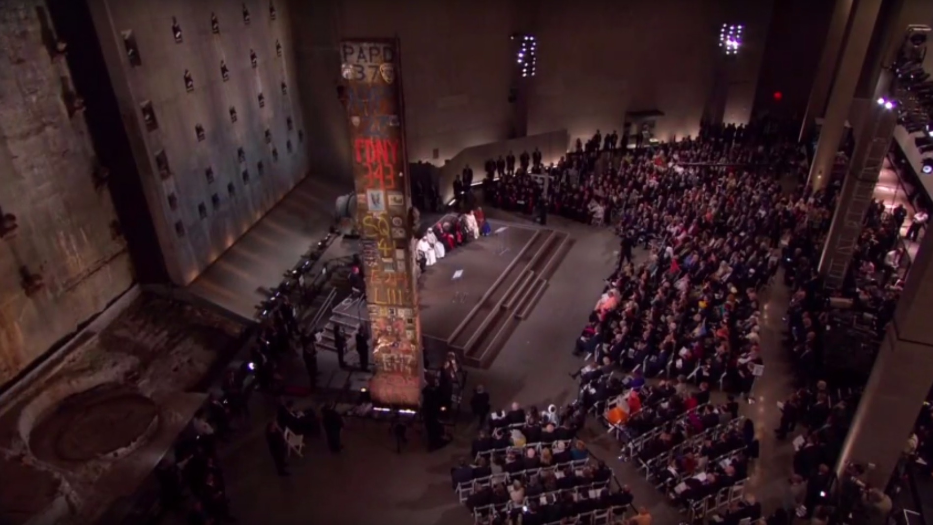 The interfaith service was held at the 9/11 Memorial. (Photo from 9/11 Memorial YouTube channel.)