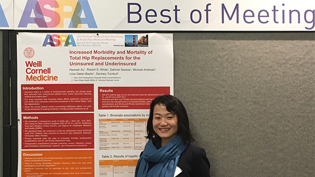 Dr. Hannah Xu presenting at the 42nd Annual Meeting of the Association of Regional Anesthesiology and Acute Pain Medicine