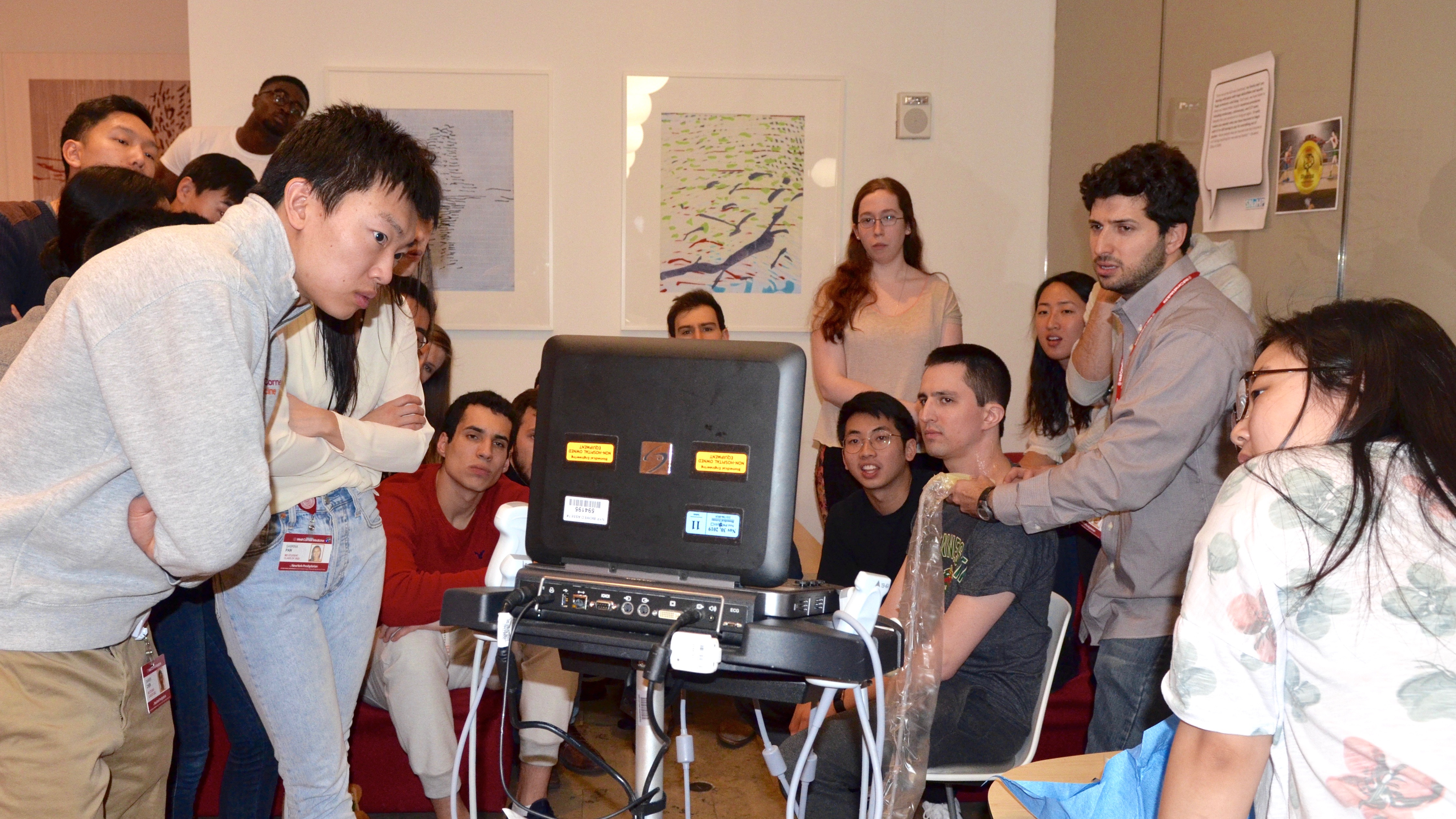 First-year medical students learn about ultrasound.