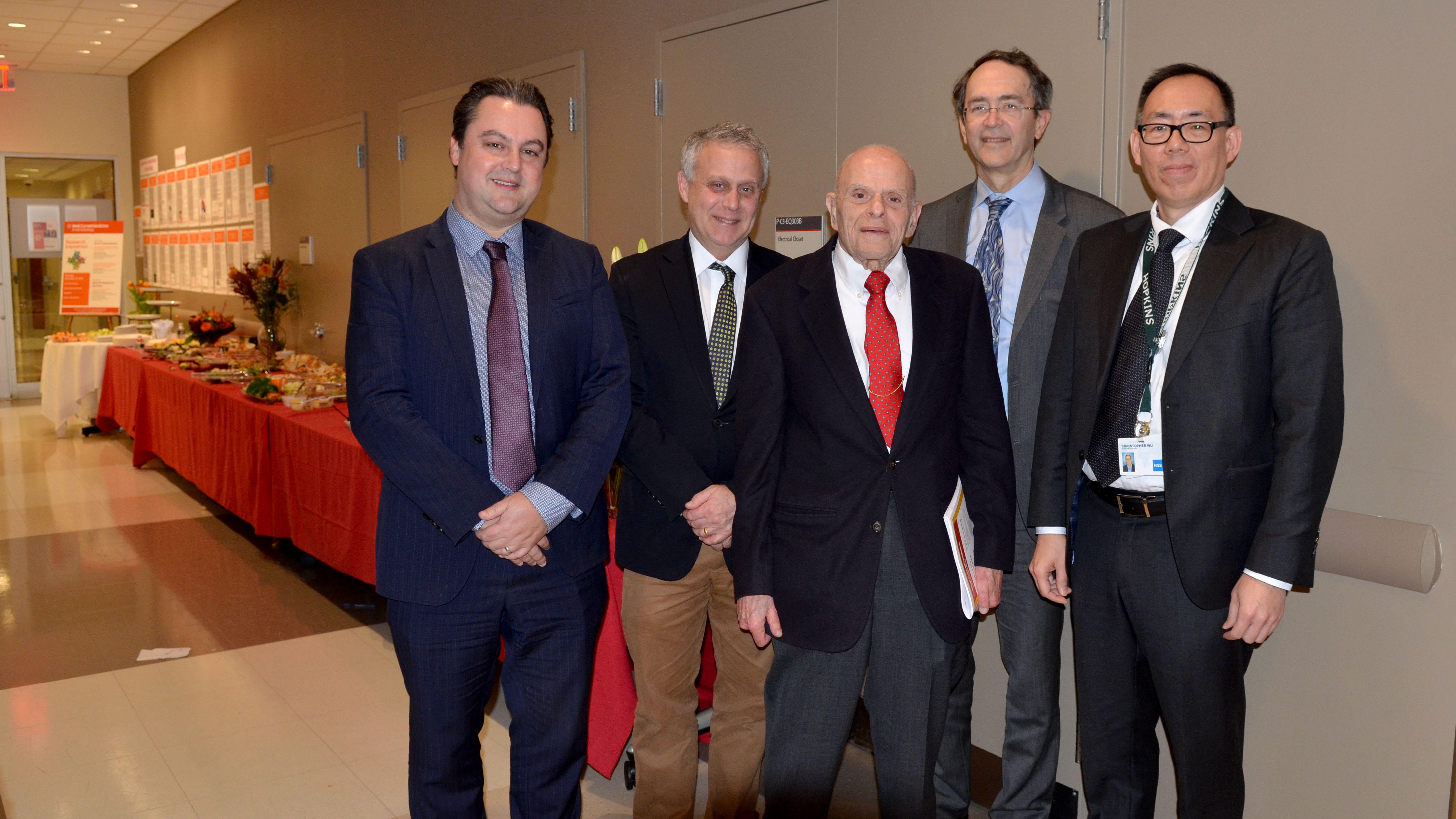 From left: Drs. Kane Pryor, Peter Goldstein, Alan Van Poznak, Hugh Hemmings and Christopher Wu 14th Annual Research Expo
