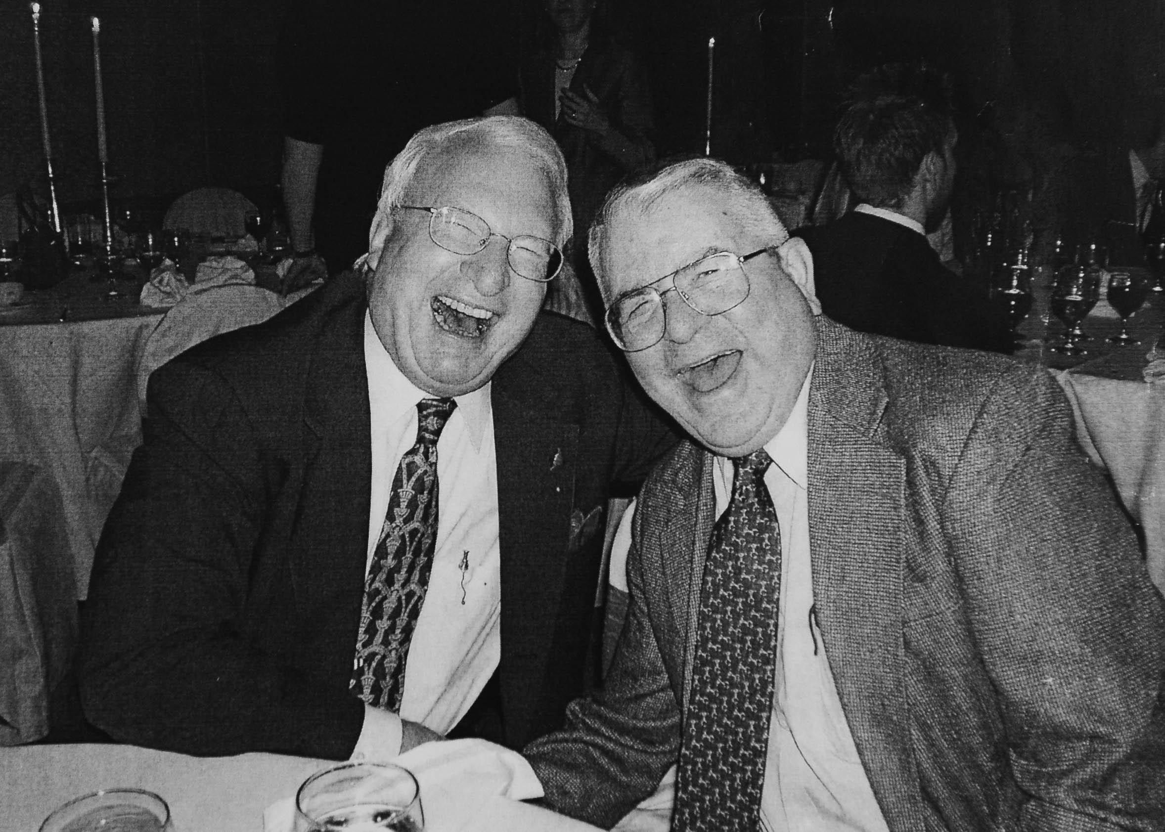 Dr. Gabriel Curtis (right) shares a laugh with friend and colleague Dr. Louis Maggio.