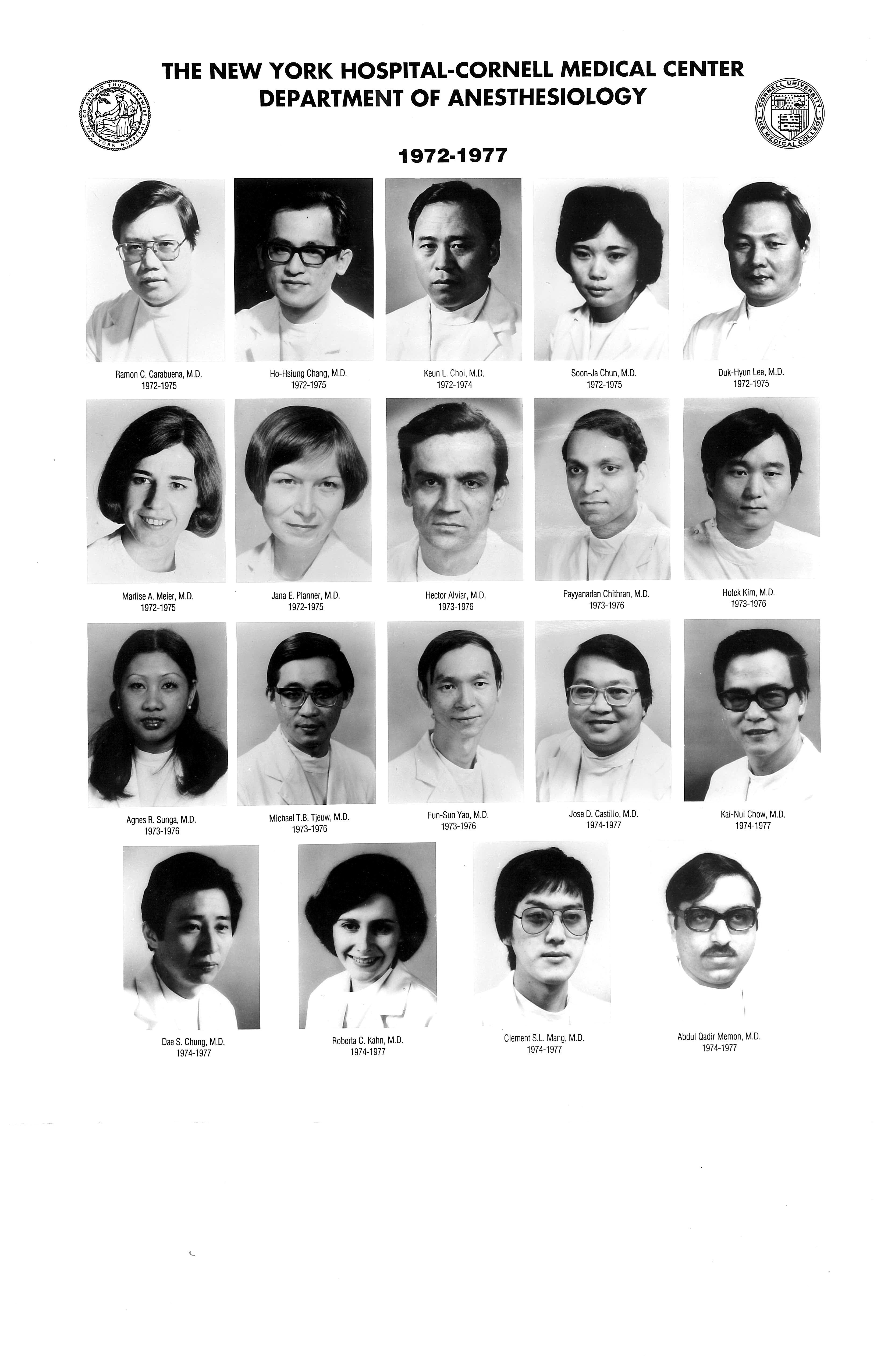 Department of Anesthesiology Class of 1972-1977