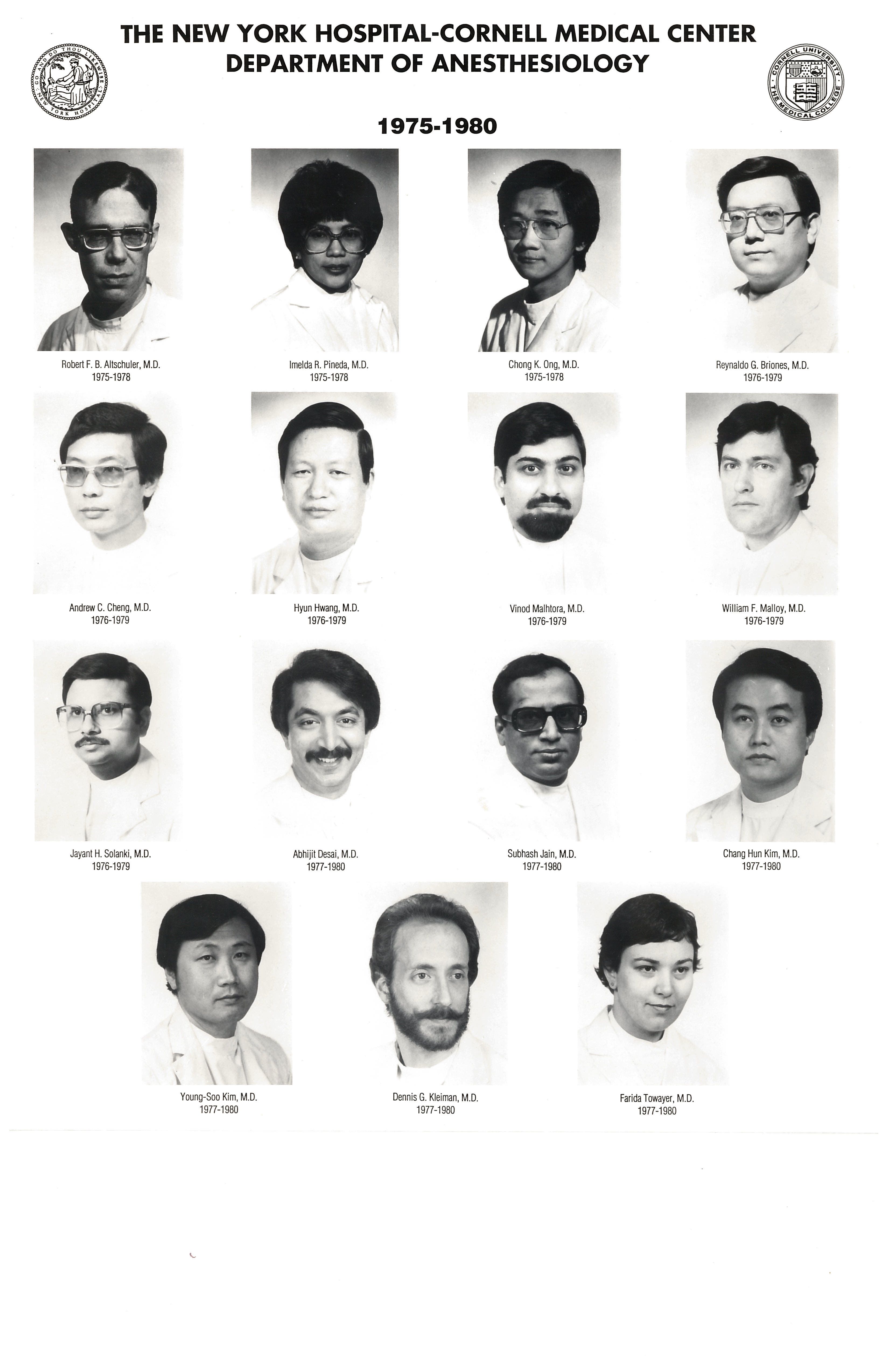 Department of Anesthesiology 1957-1980 Class 