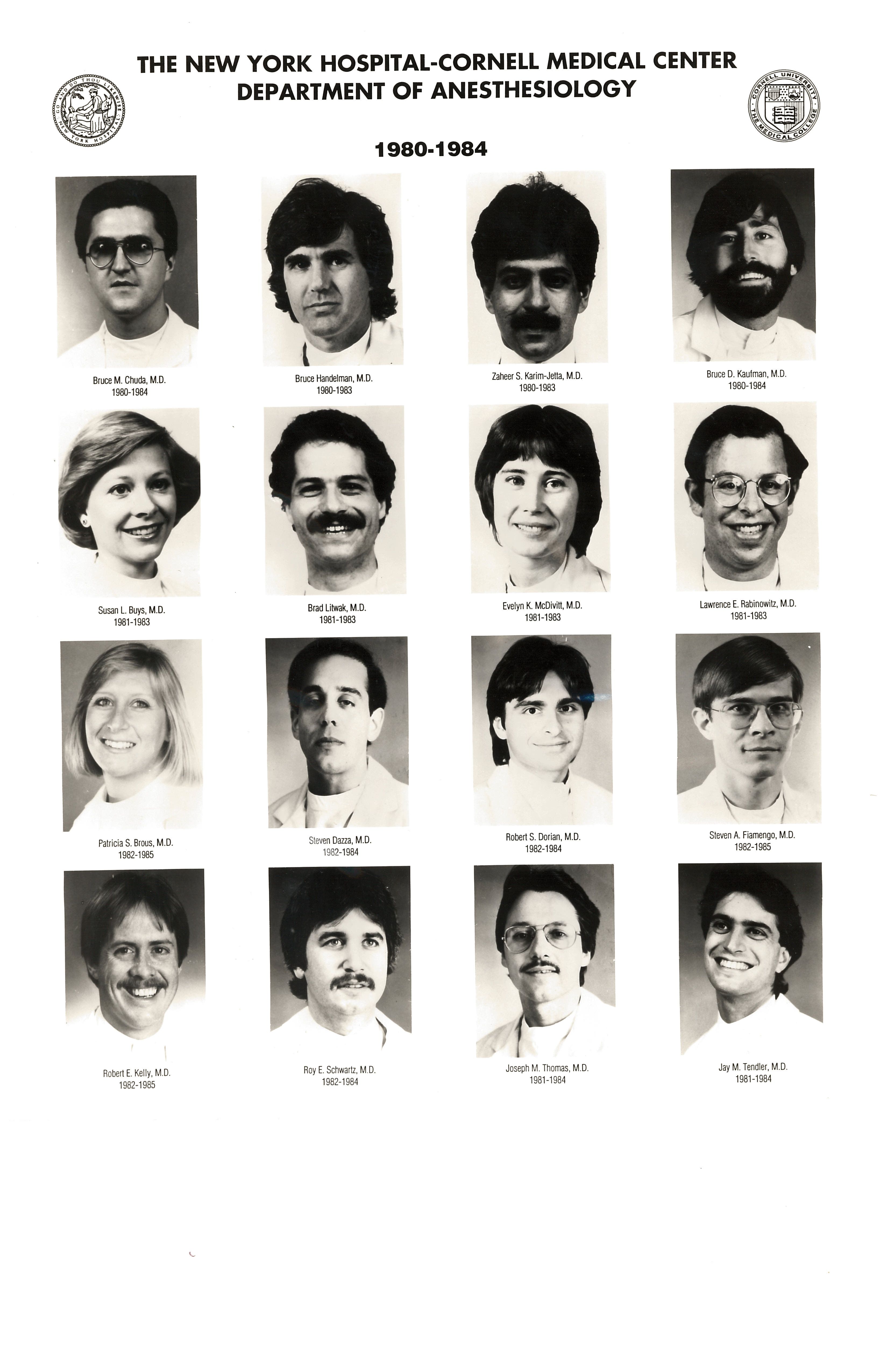 Department of Anesthesiology Class of 1980-1984 Class 