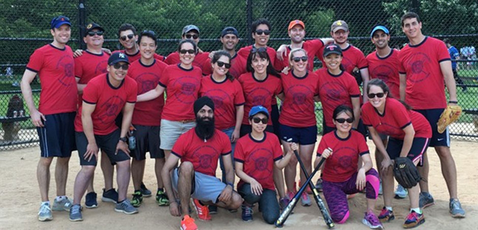The winning softball team in Central Park